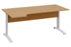 CRK 18 - 166 stůl kancelářský, rohový, levý, kovová podnož bílá, deska 18 mm, široký 1600 mm, buk ro